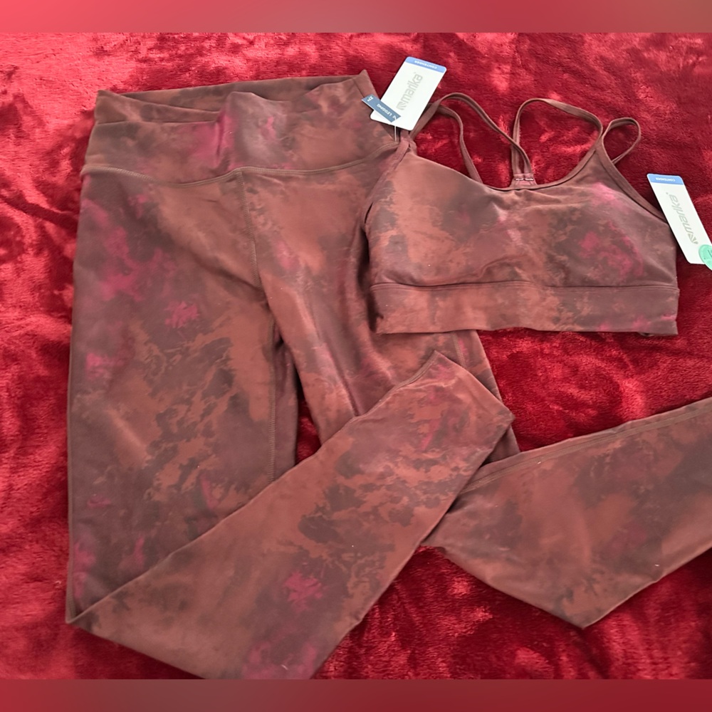 Marika Rust Tie-Dye Sports Bra and Leggings Set NEW. Size M